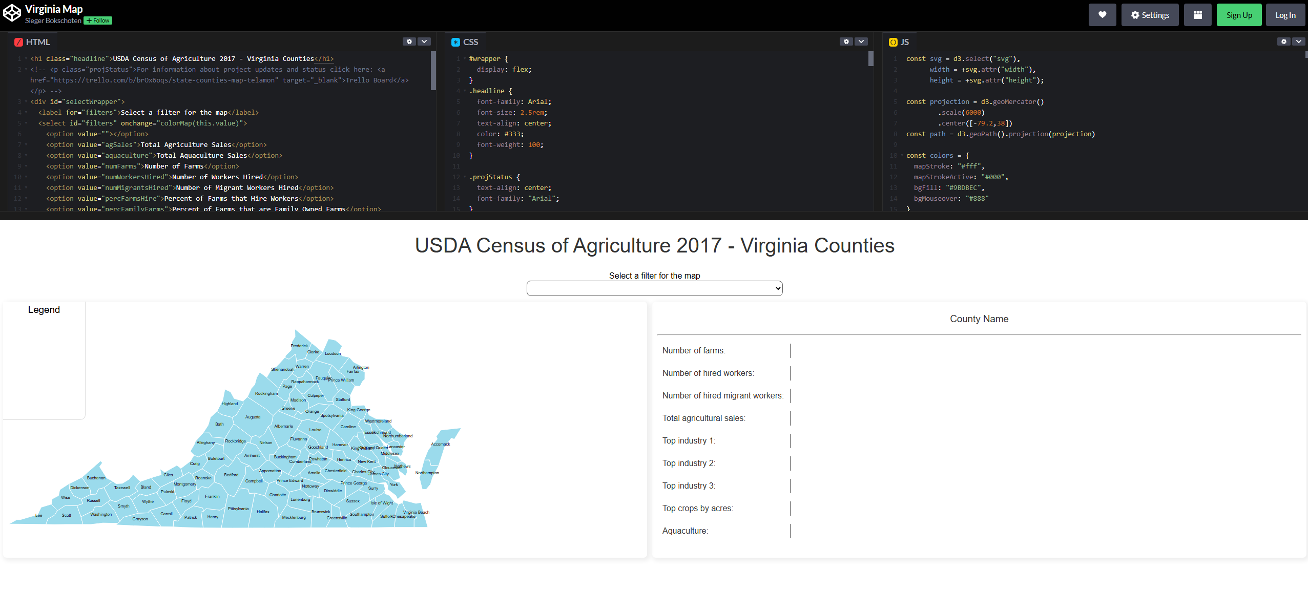 USDA Census of Agriculture Web App